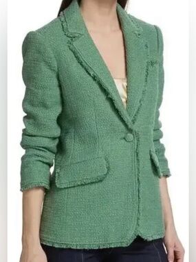 Cinq à Sept Khloe Boucle Blazer in Frosted Spruce Green Size 8